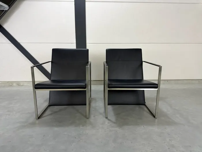 Arco Spine fauteuil, zwart leer & staal — Fauteuil (foto 2)
