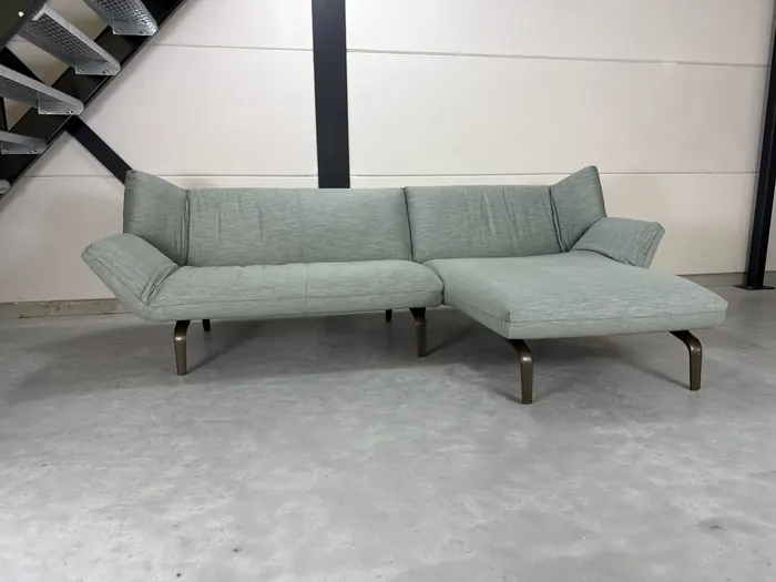 Leolux Devon chaise longue bank, zeegroene stof