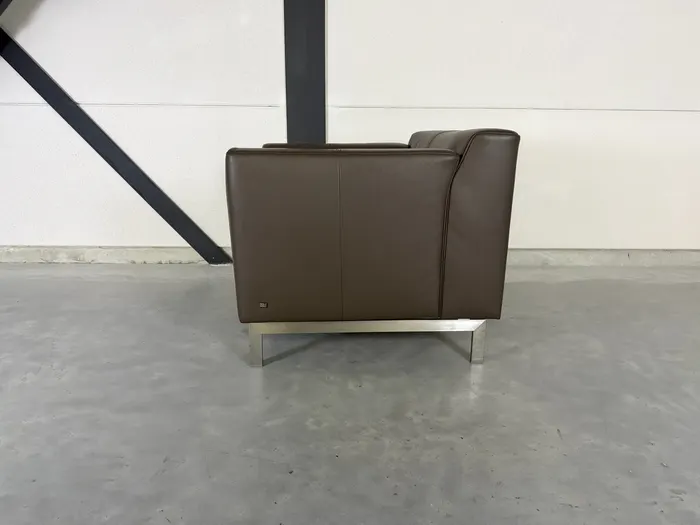 Rolf Benz Linea fauteuil, taupebruin leer — Fauteuil (foto 3)