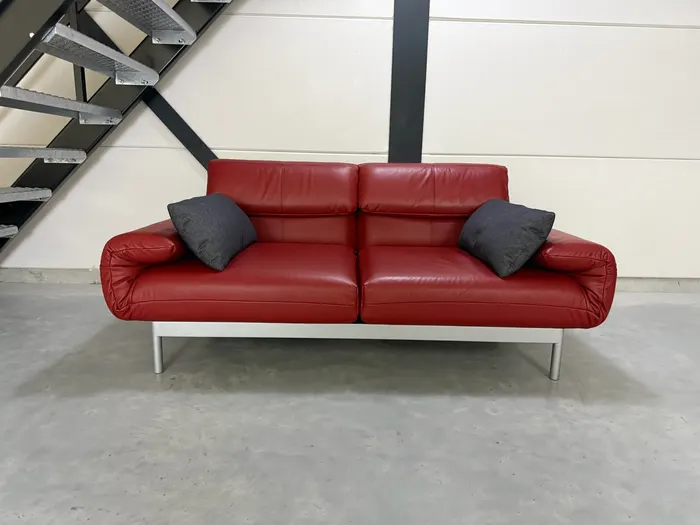 Rolf Benz Plura 2-zitsbank, rood leer — Bank (foto 3)