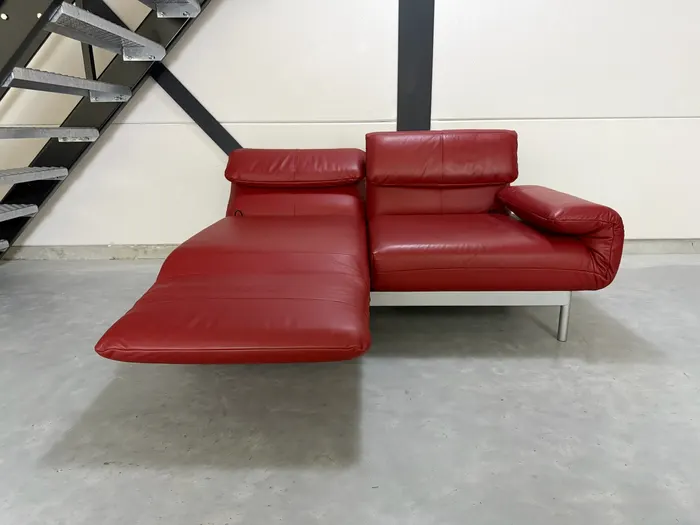 Rolf Benz Plura 2-zitsbank, rood leer — Bank (foto 8)
